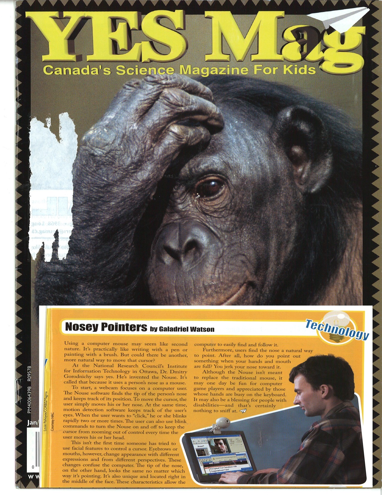 Cover page from Canada's Science Magazine For Kids featuring the work of Dmitry Gorodnichy